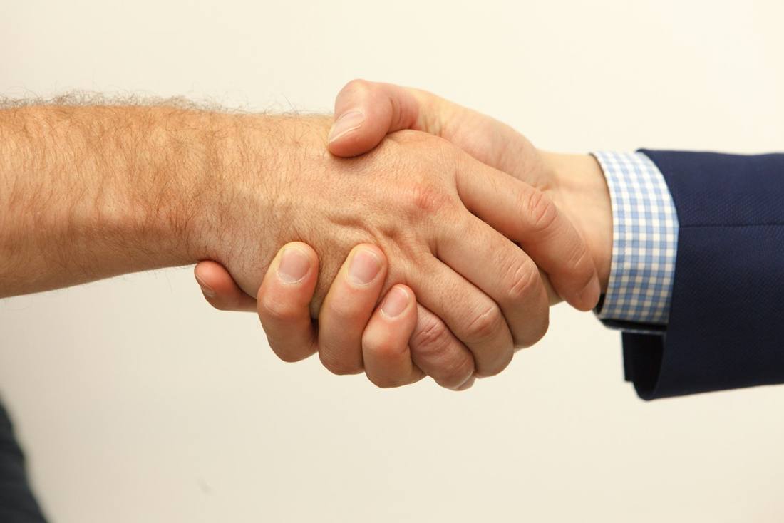 Two business people shaking hands