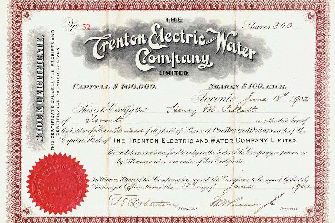 A vintage stock certificate