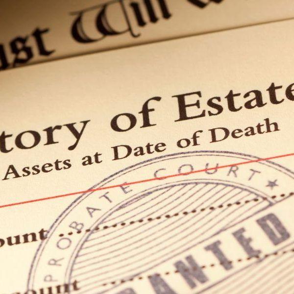 An estate inventory document stamped by a probate court